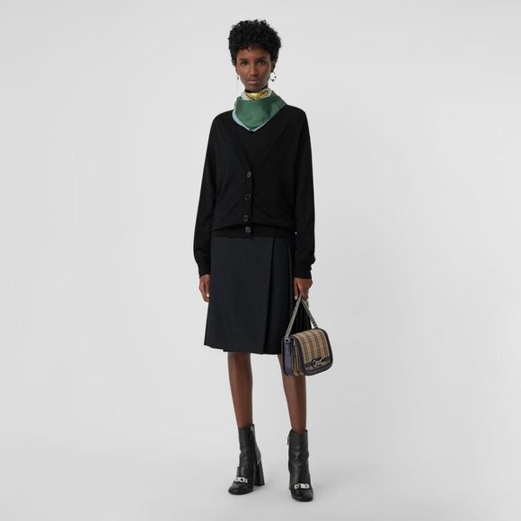 NWT BURBERRY RUNWAY LINK CHECK SHOULDER BAG WITH LEATHER TRIM - Picture 7 of 8